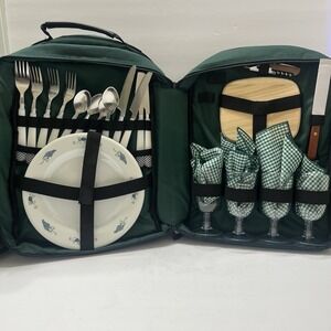 Picnic at Ascot for 4 Insulated Backpack Plates Napkins Silverware Lunch Tote